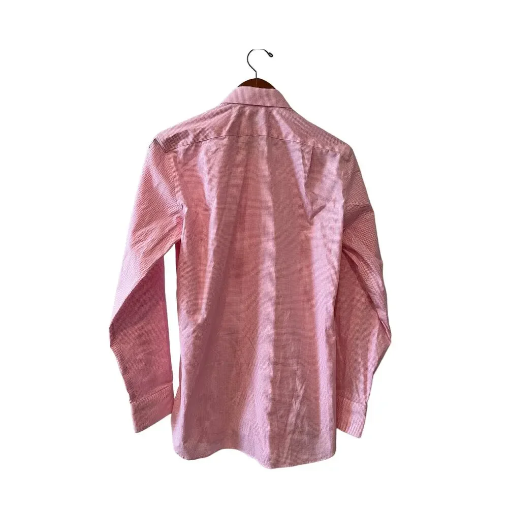 J Crew Thompson micro gingham check button down Shirt pink white S